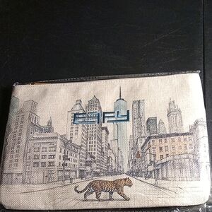 Effy Hematian Beige Cream Fabric Zippered Tote Bag New In Package